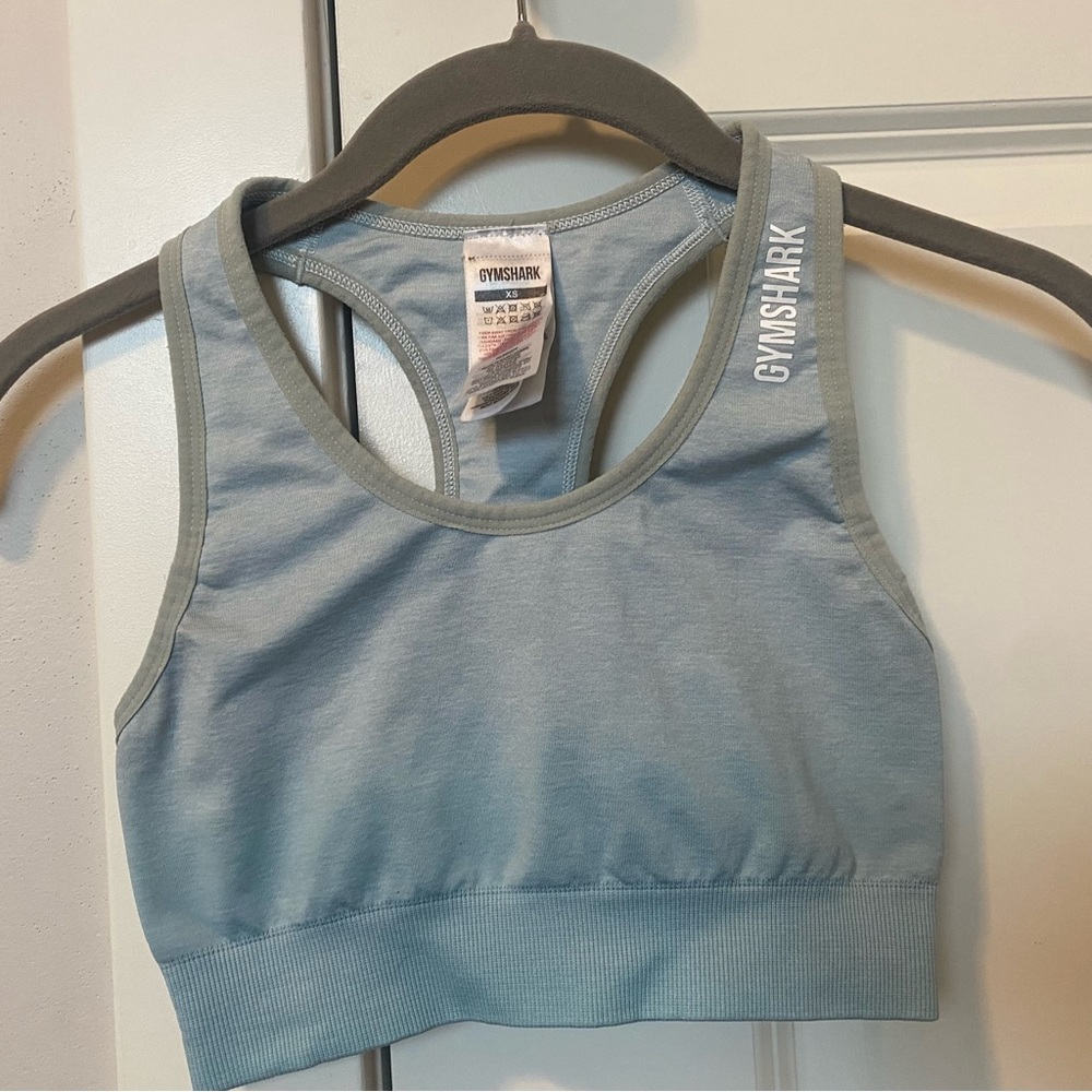 Gymshark Sports Bra Workout Top Size XS Light Blue Grey Running Athletic